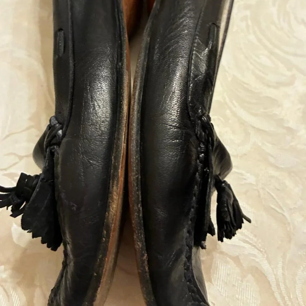 Bally Black Leather Tassel Loafers - 6.5M